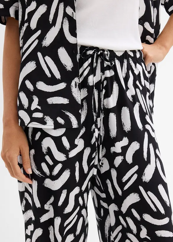 Pantaloni con elastico in vita in viscosa fluida con fantasia, bonprix