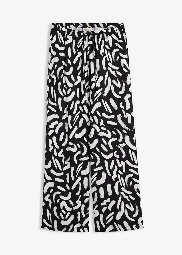 Pantaloni con elastico in vita in viscosa fluida con fantasia, bonprix