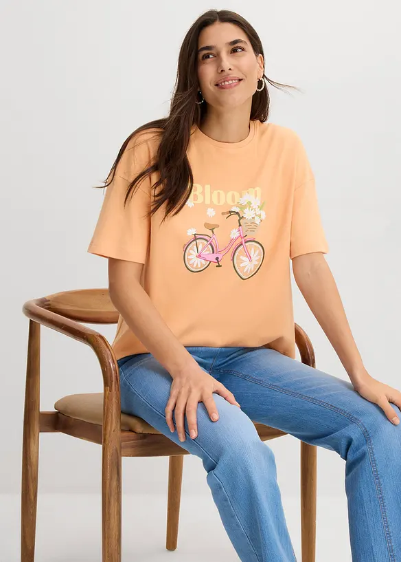 T-shirt ampia in puro cotone, bonprix