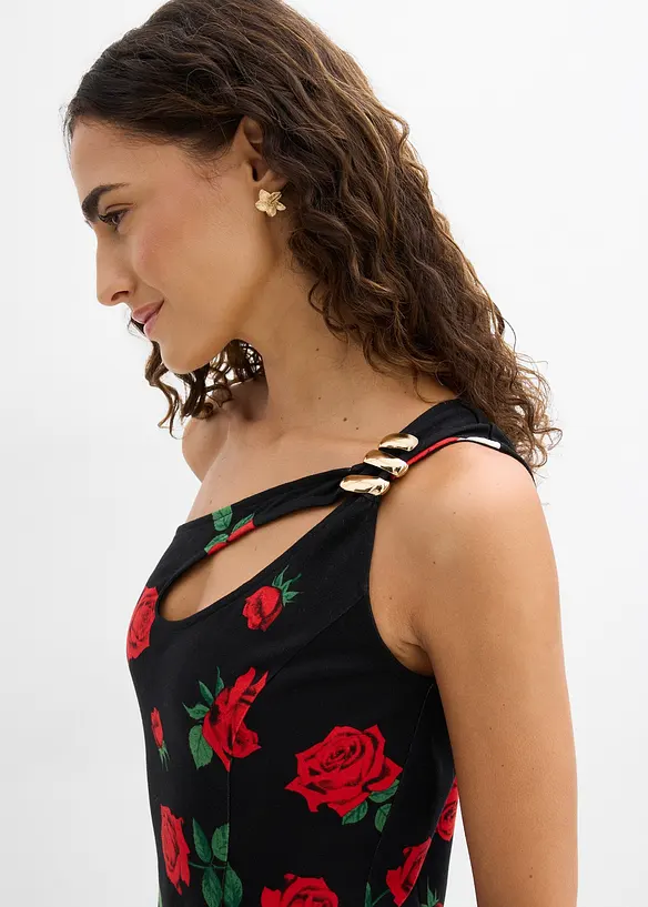 Top monospalla con dettaglio gioiello, bonprix