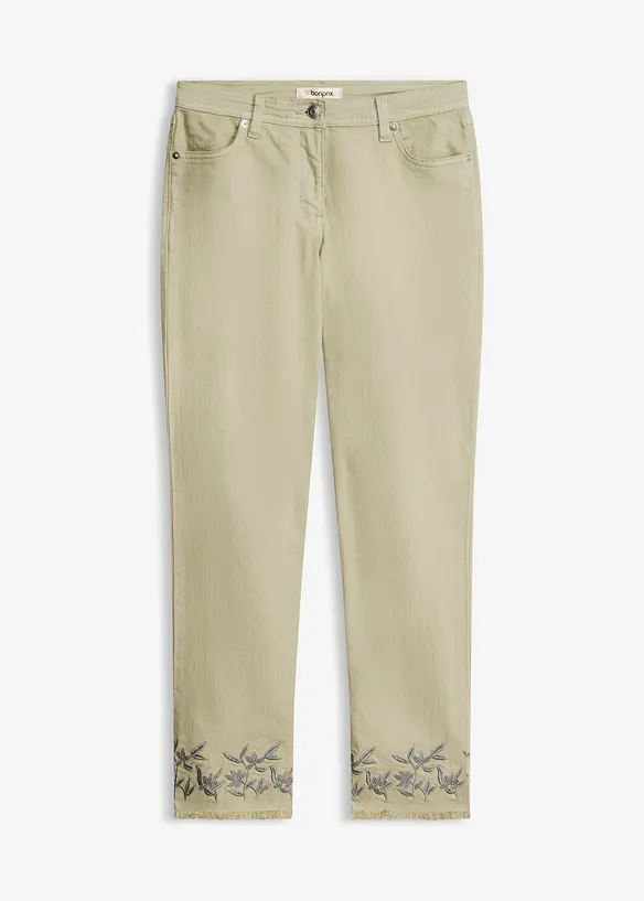 Pantaloni in twill con ricami, bonprix