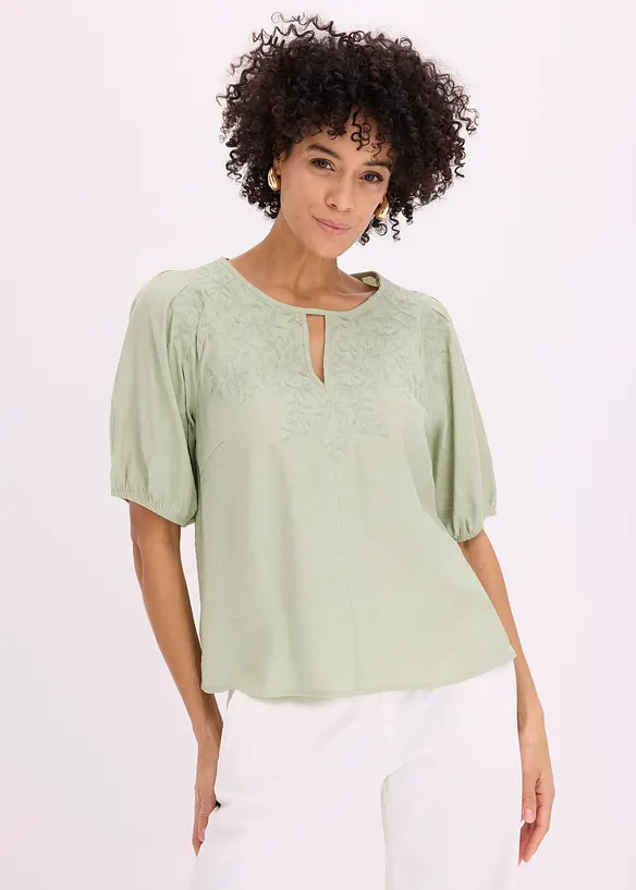 Tunica leggermente trasparente con ricami, bonprix
