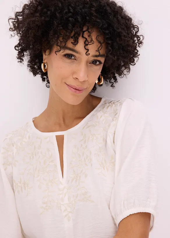 Tunica leggermente trasparente con ricami, bonprix