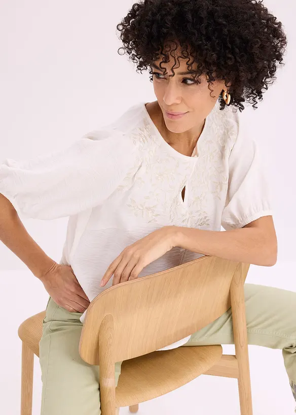 Tunica leggermente trasparente con ricami, bonprix