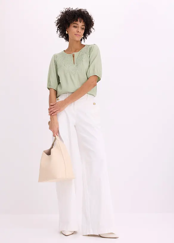 Tunica leggermente trasparente con ricami, bonprix