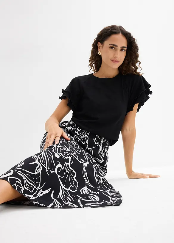 Gonna lunga in viscosa con effetto stropicciato, bonprix