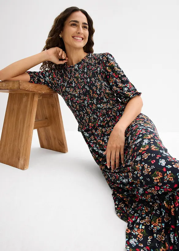 Abito midi in jersey di misto viscosa, bonprix