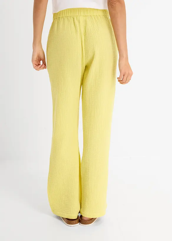 Pantaloni in mussola con elastico in vita, bonprix
