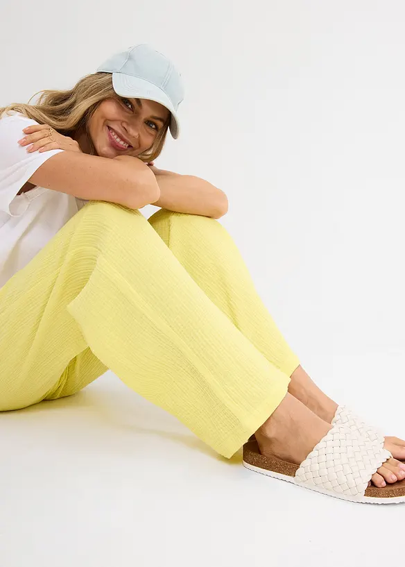 Pantaloni in mussola con elastico in vita, bonprix