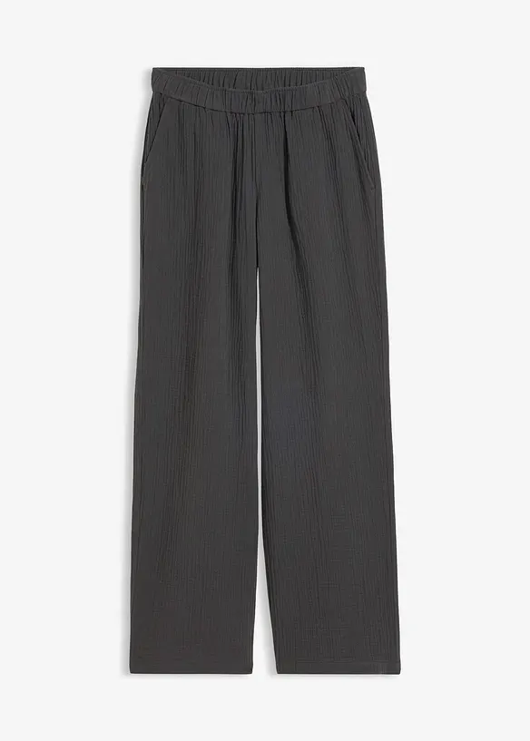 Pantaloni in mussola con elastico in vita, bonprix