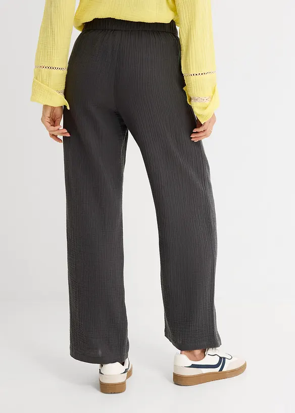 Pantaloni in mussola con elastico in vita, bonprix