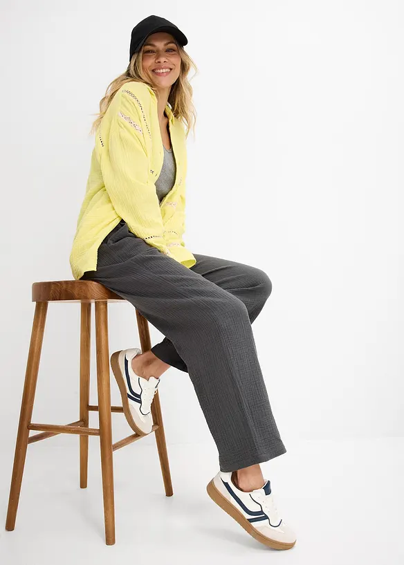 Pantaloni in mussola con elastico in vita, bonprix