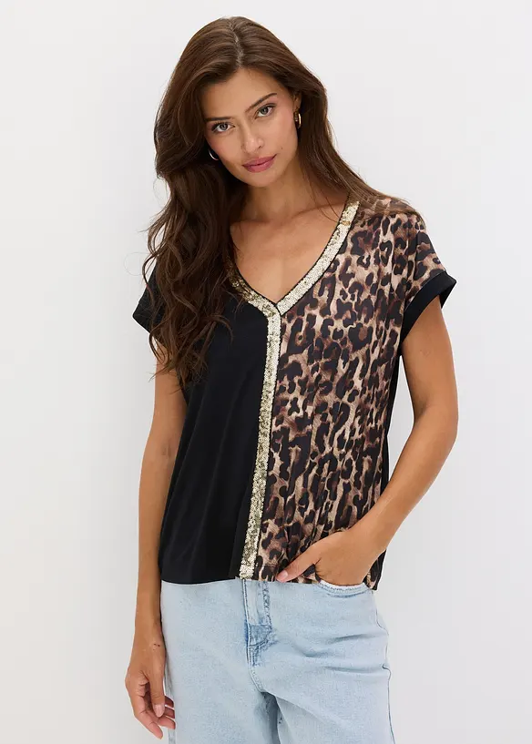 Maglia con paillettes, bonprix