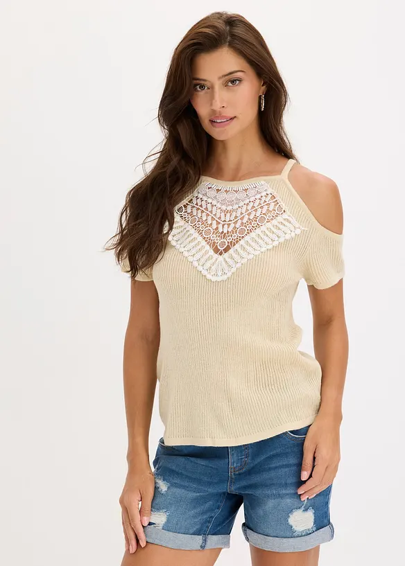 Maglia con pizzo, bonprix