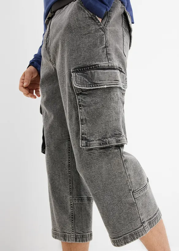 Jeans cargo a pinocchietto con cintura, relaxed fit, bonprix
