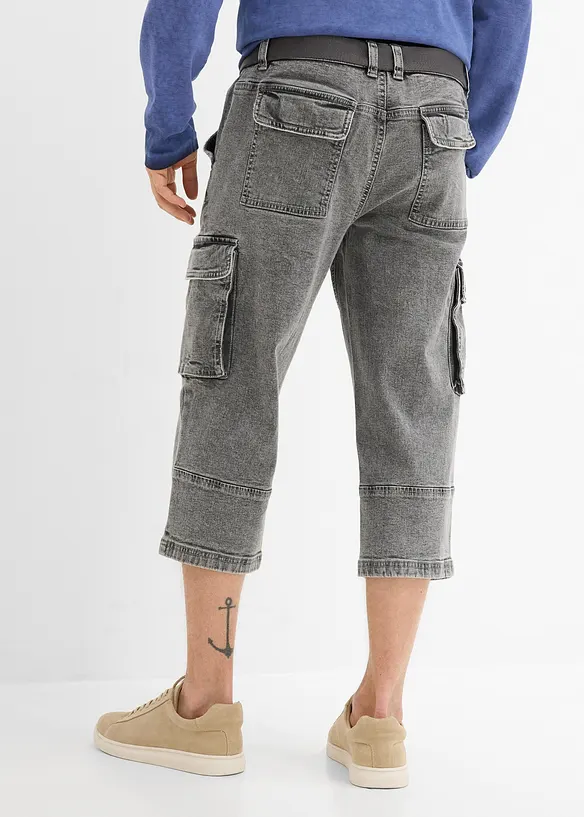 Jeans cargo a pinocchietto con cintura, relaxed fit, bonprix