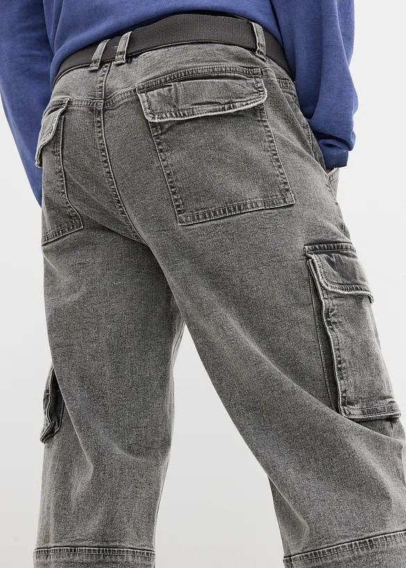 Jeans cargo a pinocchietto con cintura, relaxed fit, bonprix