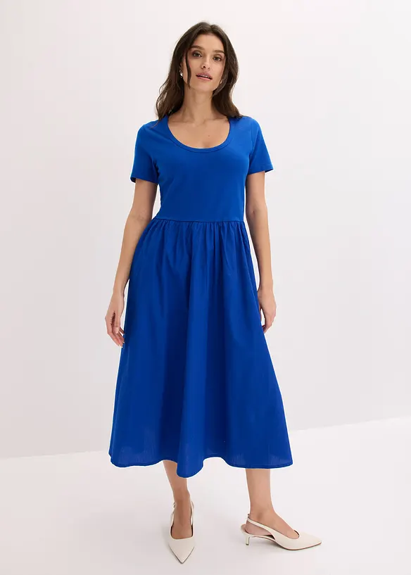 Abito in jersey di materiale misto con maniche corte e tasche, bonprix