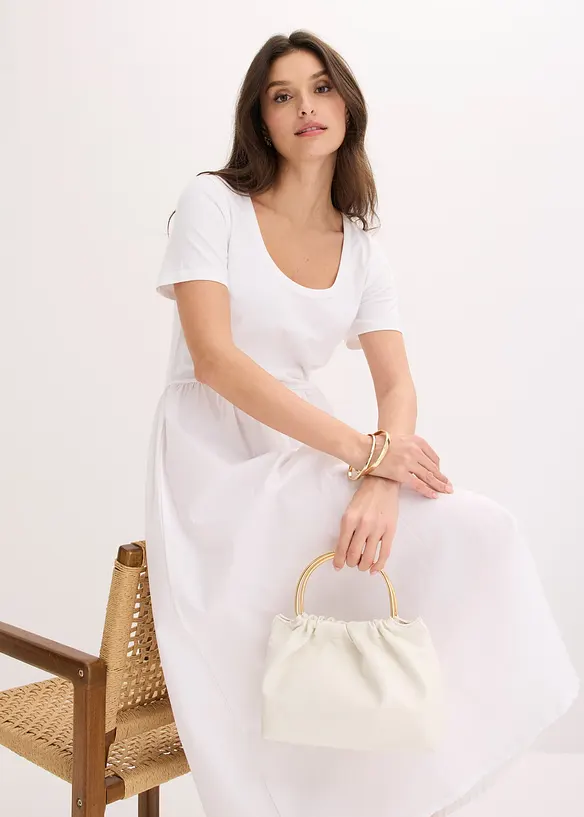 Abito in jersey di materiale misto con maniche corte e tasche, bonprix