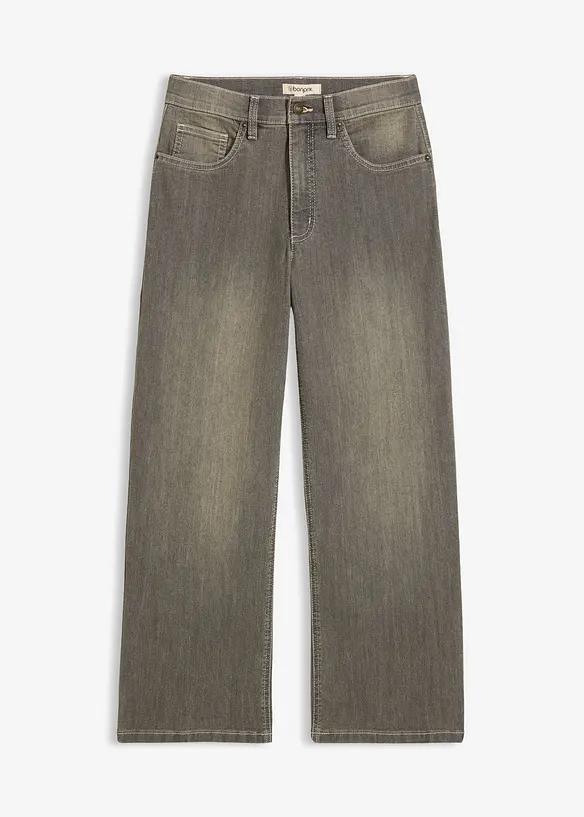 Jeans cropped wide leg, vita alta, bonprix