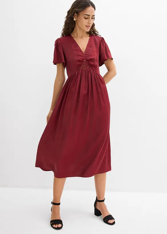 Abito midi in satin lucido, bonprix