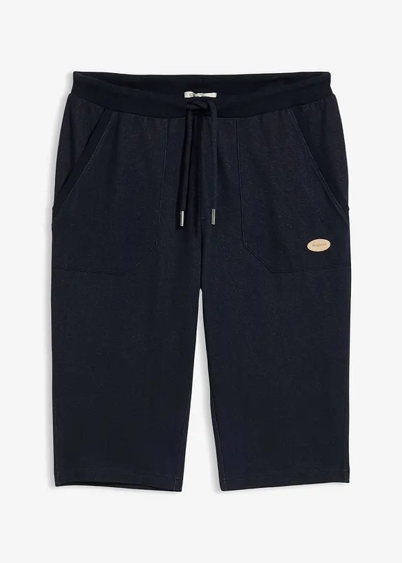 Bermuda lunghi in felpa effetto denim con elastico in vita, bonprix