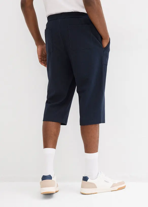 Bermuda lunghi in felpa effetto denim con elastico in vita, bonprix