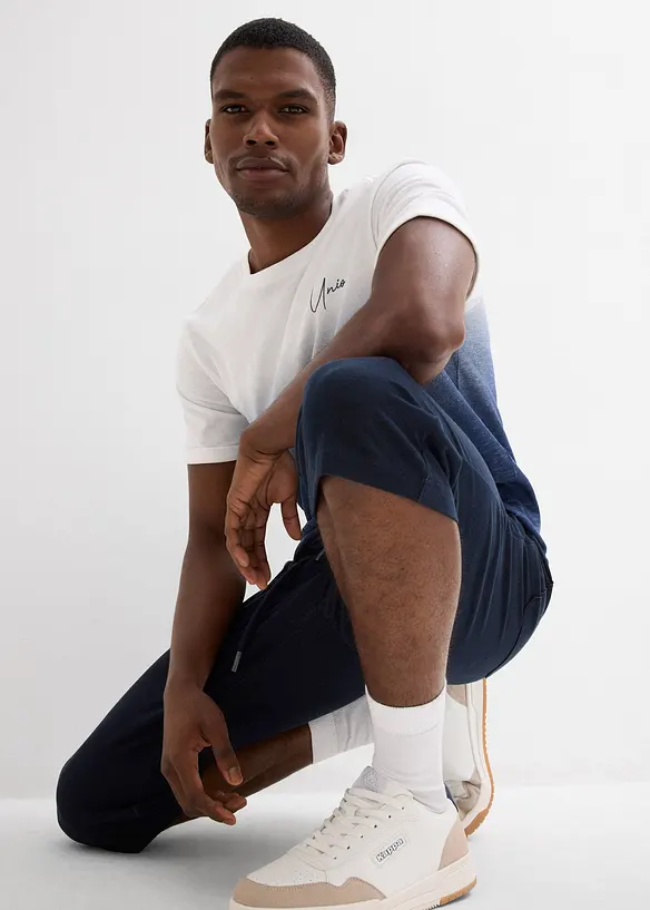 Bermuda lunghi in felpa effetto denim con elastico in vita, bonprix