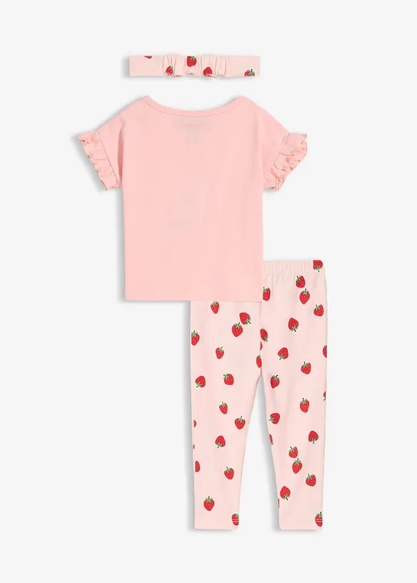 Maglia, leggings e accessorio in cotone biologico (set 3 pezzi), bonprix
