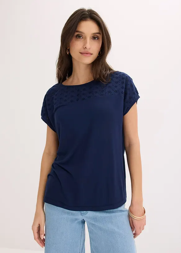 Maglia con inserto in pizzo di misto viscosa morbido, bonprix