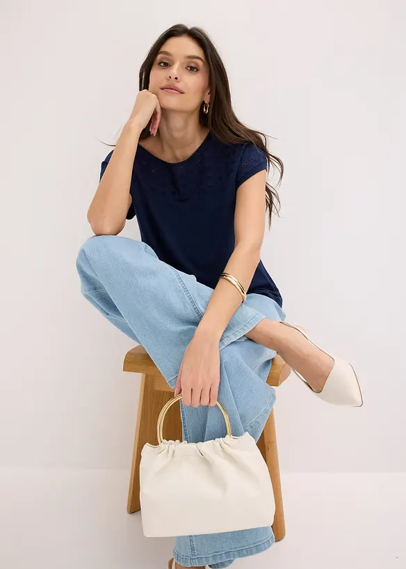 Maglia con inserto in pizzo di misto viscosa morbido, bonprix