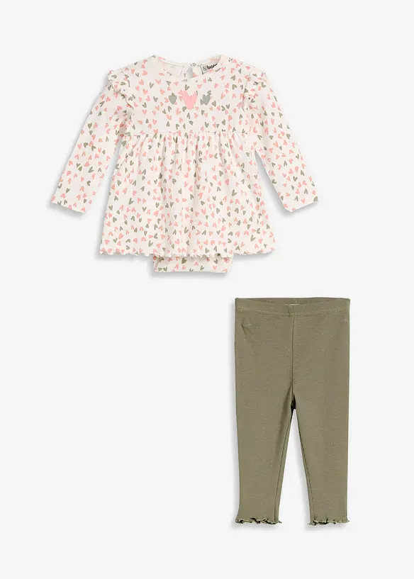 Abito con body e leggings in cotone biologico (set 2 pezzi), bonprix