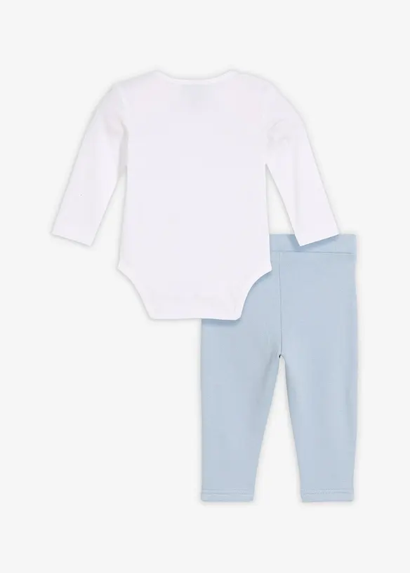 Body a maniche lunghe e pantaloni in cotone biologico (set 2 pezzi), bonprix
