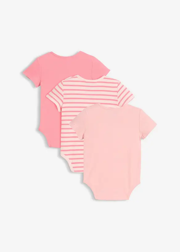 Body a maniche corte in cotone biologico (pacco da 3), bonprix