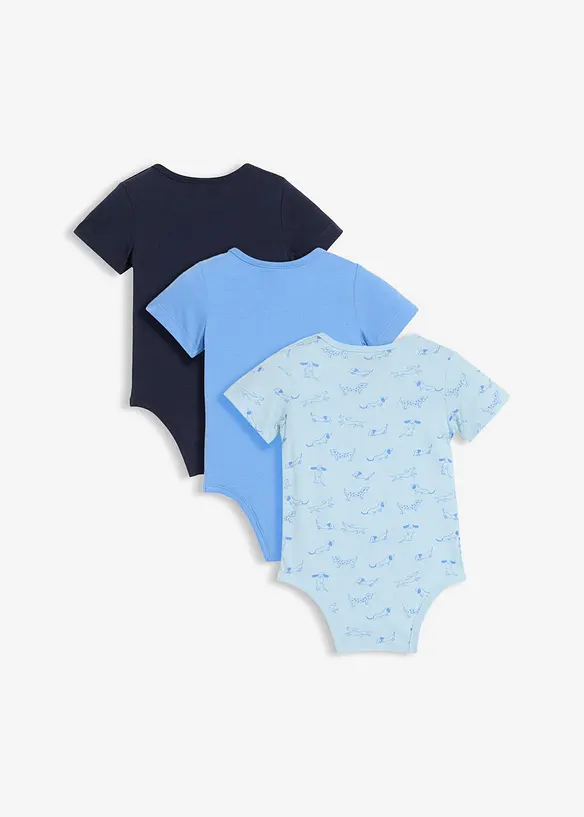 Body a maniche corte in puro cotone biologico (pacco da 3), bonprix