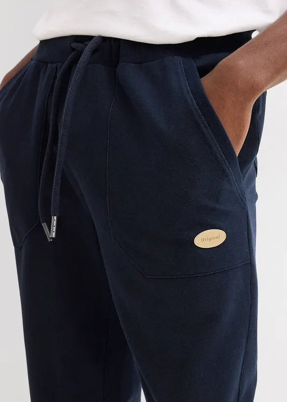 Bermuda lunghi in felpa effetto denim con elastico in vita, bonprix