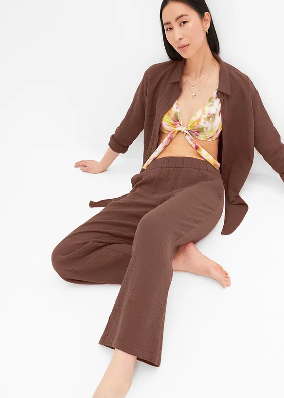 Pantaloni larghi in mussola di cotone, bonprix