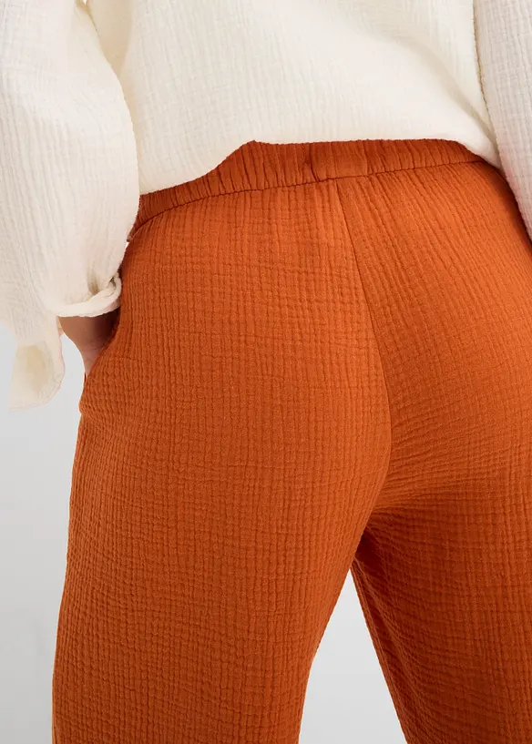 Pantaloni larghi in mussola di cotone, bonprix