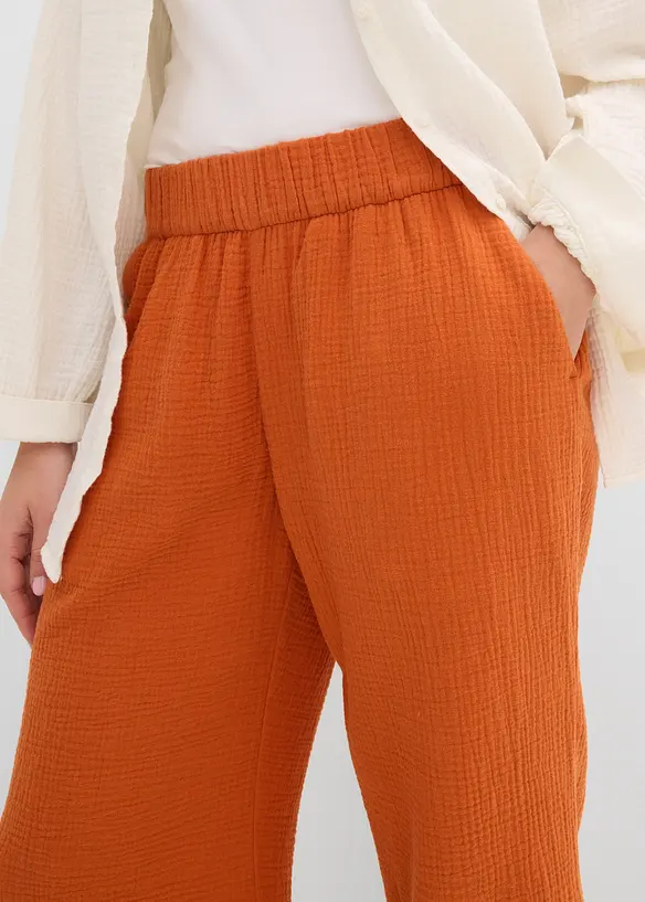 Pantaloni larghi in mussola di cotone, bonprix
