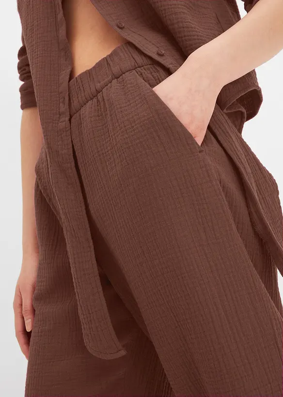 Pantaloni larghi in mussola di cotone, bonprix