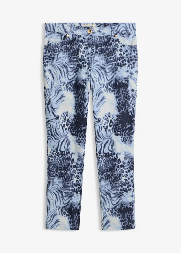 Pantaloni cropped elasticizzati a fantasia, bonprix