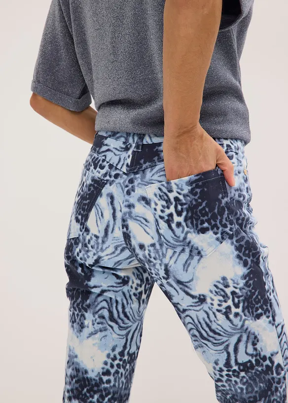 Pantaloni cropped elasticizzati a fantasia, bonprix