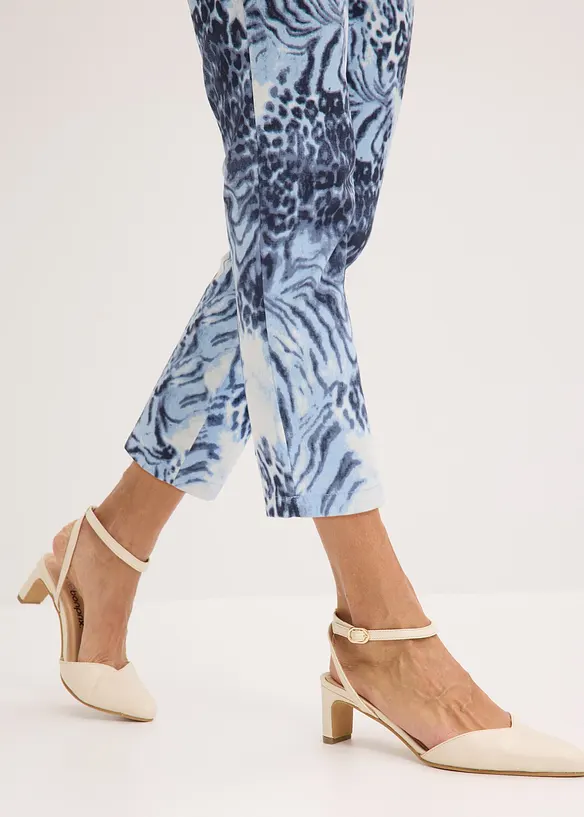 Pantaloni cropped elasticizzati a fantasia, bonprix