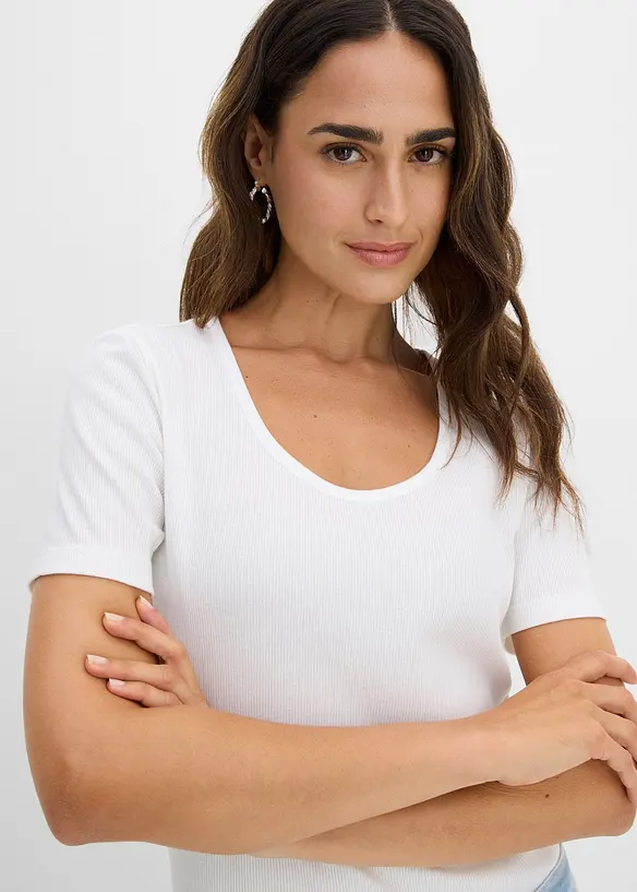 Maglia a costine con cotone biologico (pacco da 2), bonprix