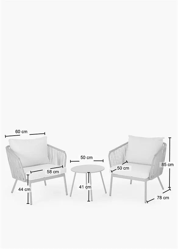 Tavolo e poltrone da giardino (set giardino 3 pezzi), bonprix