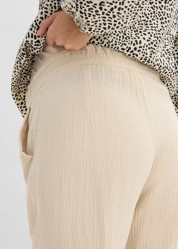 Pantaloni pr&eacute;maman in mussola di puro cotone, loose fit, bonprix