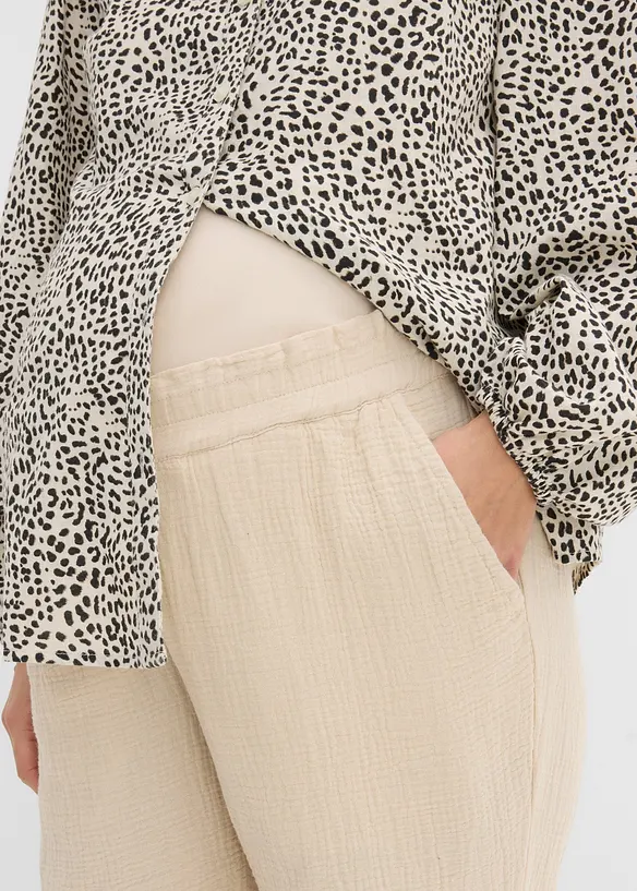 Pantaloni pr&eacute;maman in mussola di puro cotone, loose fit, bonprix