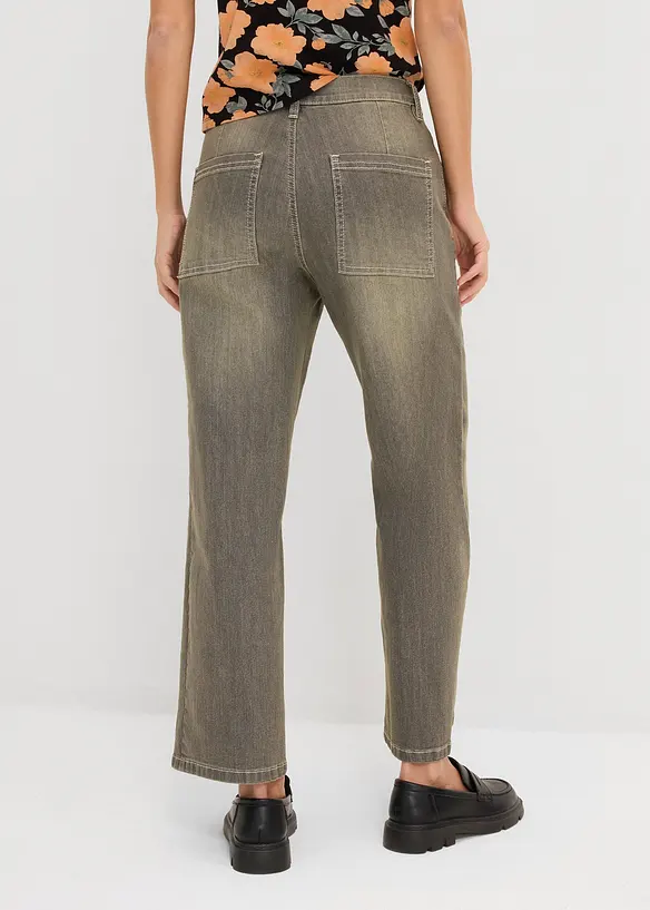 Jeans cropped wide leg, vita alta, bonprix