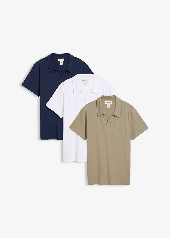 Polo in puro cotone biologico (pacco da 3), bonprix