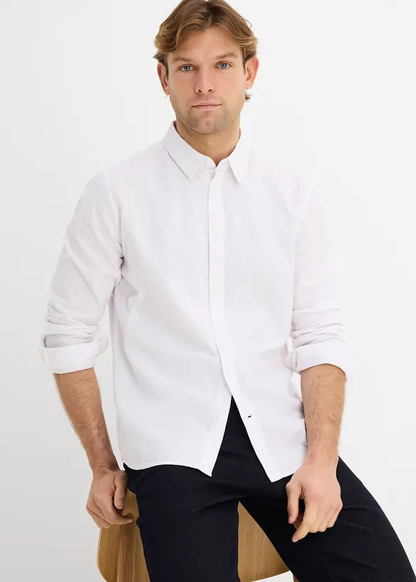 Camicia a maniche lunghe in misto lino fresco, modern fit, bonprix